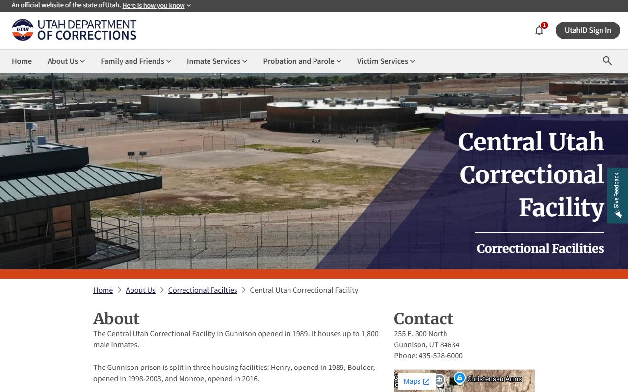 Central Utah Correctional Facility inmate lookup and UDC prison profile