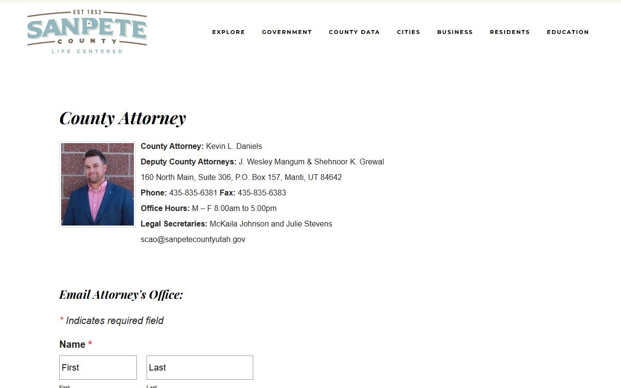 Sanpete County court records after jail arrest county attorney page